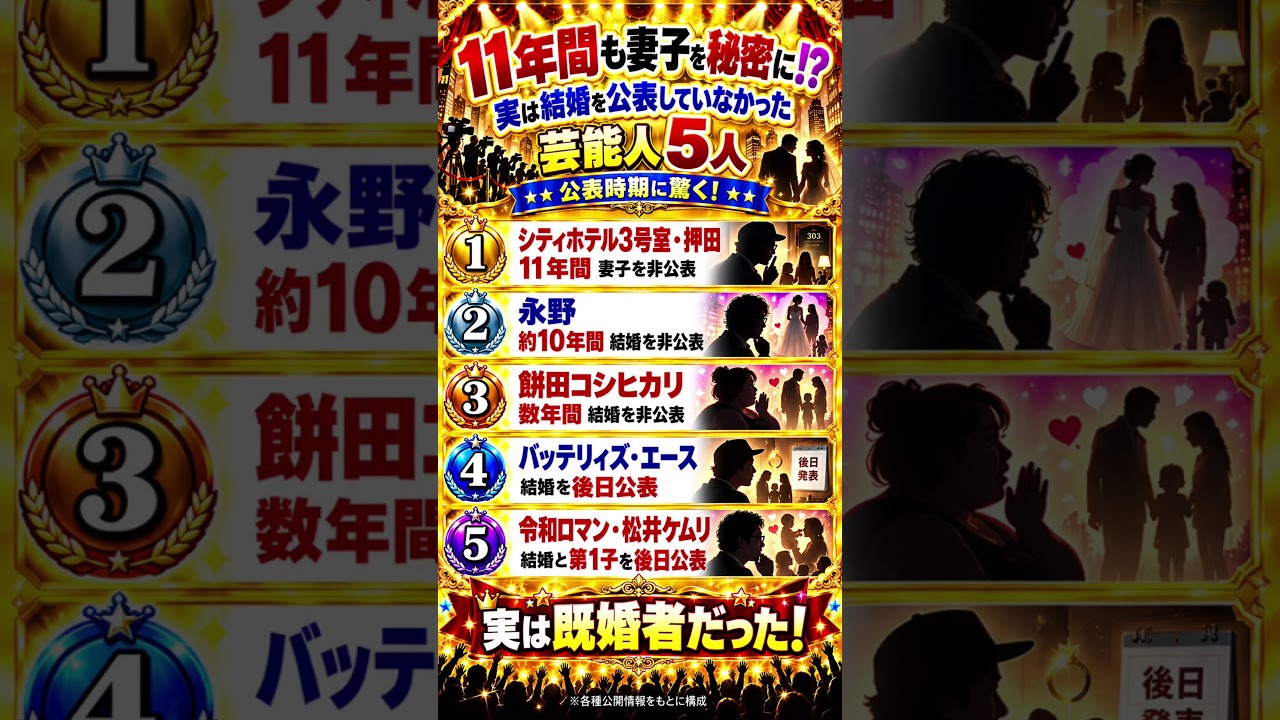 11年間も妻子を秘密に!? 実は結婚を公表していなかった芸人5人