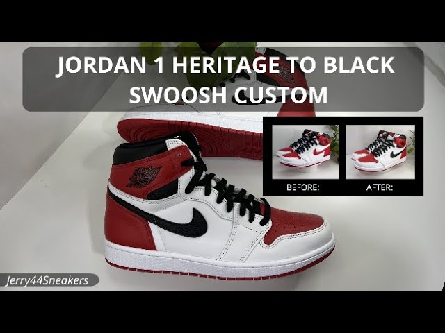 Custom] Jordan 1 Heritage with Black Swoosh - YouTube
