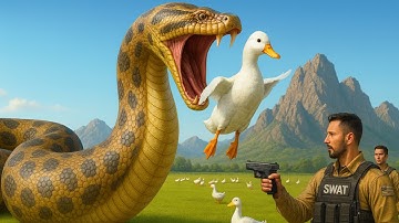 Elite Rescue Team Saves White Duck from Giant Python Attack 🐍🦆