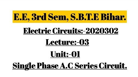 Electric Circuits || 3rd Sem || SBTE Bihar || #ssc #electricalengineering #competitive