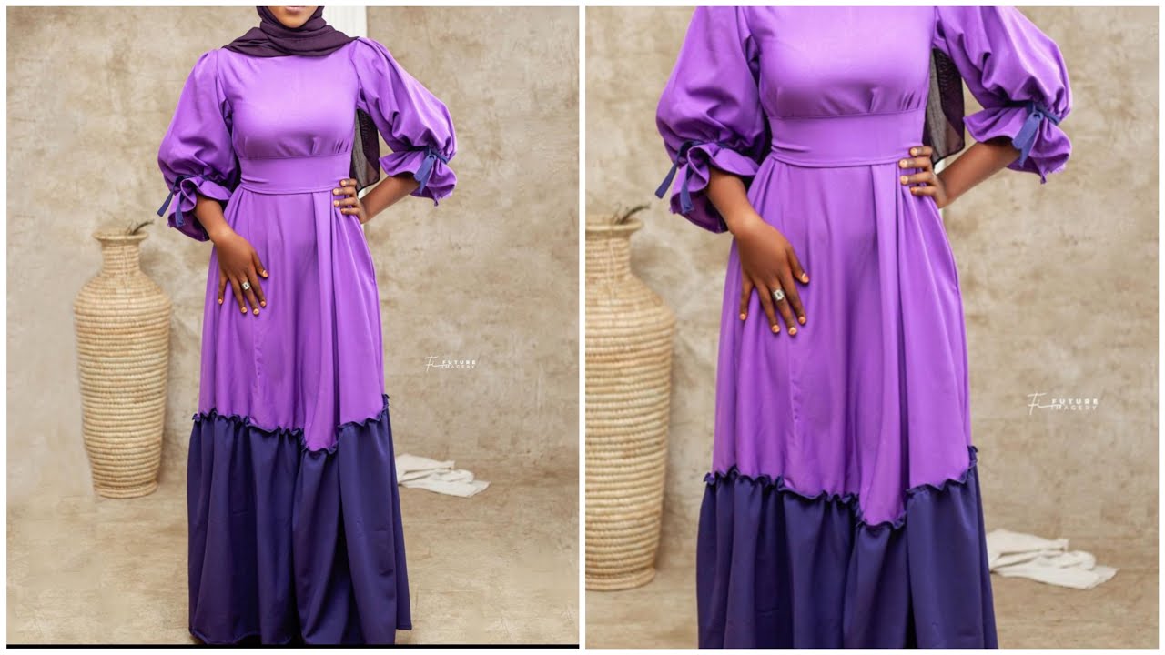 HOW TO CUT A TWOTONED UMBRELLA DRESS modestfashion abayadesign 