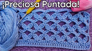 Puntada muy FÁCIL de tejer y queda PRECIOSA a Crochet paso a paso es un calado Hermoso