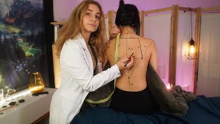 ASMR Medical BACK Symmetry MEASURING and DRAWING | real person 