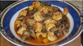 Shrimps with mushrooms جمبري بالمشروم