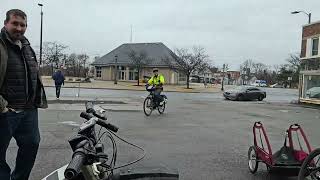 Guy blocks sidewalk entrance. We thought it was a cop.