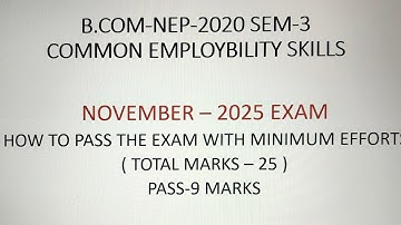 Common Employability skills l Most Important Questions l Paper Pattern l B.com Sem-3 l As per NEP l