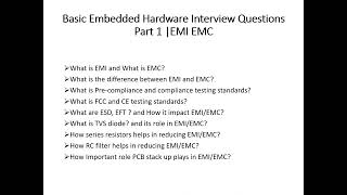 Basic Embedded Hardware Interview Questions Part 1 EMI EMC