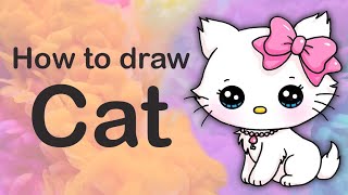 تعليم الرسم | رسم قطة بالقلم الرصاص خطوة بخطوة | How to Draw a Cat  Step by step