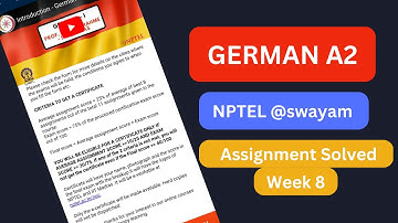 German A2 Week 8 Assignment || Solved || NPTEL German A2 Assignment solved Answers week 8 || 2023