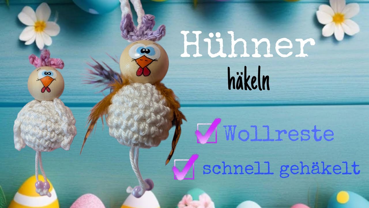 Huhn Anhänger häkeln 🐔🧶❤️