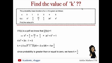 2.6 Question to find the constant k from the pmf