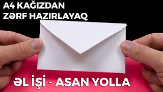 Kağızdan Zərf hazırlamaq Əl İşi - Как сделать конверт из бумаги а4 своими руками