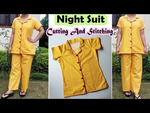 Collar Night Suit Cutting And Stitching | Night Dress | English subtitles | Stitch By