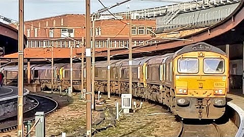 MEGA GBRf Class 66 Loco Convoy | 66771, 66718, 66736, 66779, 66716, 66745 & 66762 | York 27/1/24