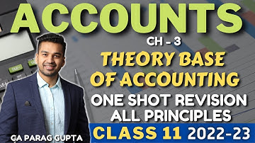 Class 11 ACCOUNTS (2022-23) Ch 3 : Theory Base of Accounting | ONE SHOT REVISION | All Principles