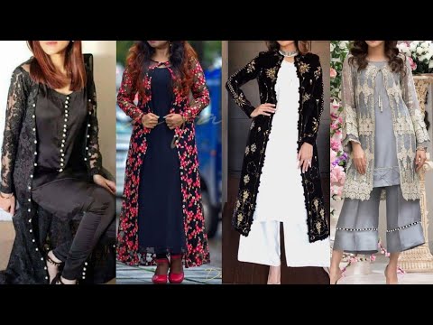 Latest Long Net Shrug Design/Kurti With Long Shrug Design/Long Net Jacket  Design/Long Net Open gown | Latest Long Net Shrug Design/Kurti With Long Shrug  Design/Long Net Jacket Design/Long Net Open gown Silk