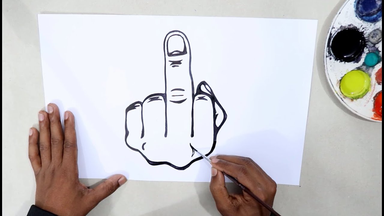 The middle finger hand drawn sign. Vector pencil sketch illustration of  fuck you sign. Isolated on white background. Stock Vector | Adobe Stock