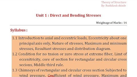 2/ Unit 1 : Direct and Bending Stresses