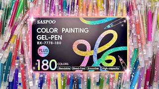 SWATCHING SASPOO 180 GLITTER GEL PENS!! 🤩🌈💖✨
