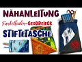 Nähanleitung Stiftetasche mit Platz für Geodreieck / Freebook Federtasche nähen