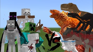FIRE GODZILLA vs SCP-096 and MUTANTS vs JW: FALLEN KINGDOM: MCPE Mob Battles