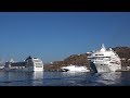 4 cruise ships  in  mykonos  excursion  in mykonos  greece