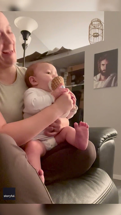 This baby's first taste of ice cream is so cool! | Humankind #shorts #goodnews