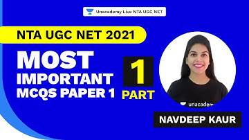 NTA UGC NET 2021|Most Important MCQs Paper 1 - Part 1|Navdeep Kaur|Unacademy