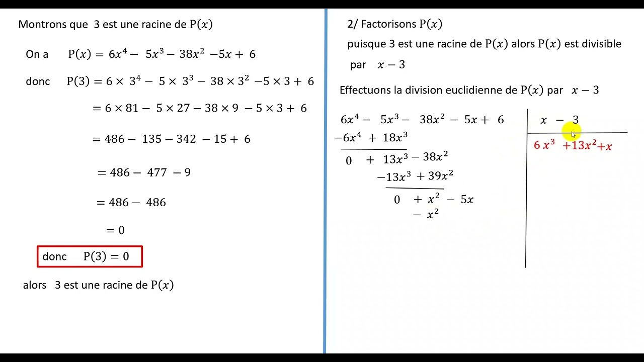 polynôme correction de l'exercice 21