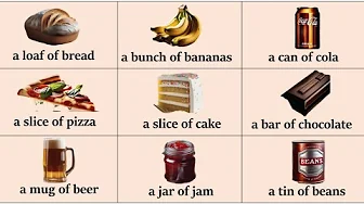 Food Quantities| List of Food Containers in English + Self -Test