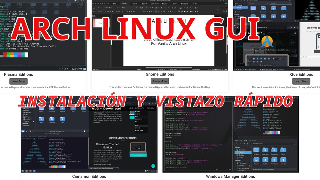 ARCH LINUX GUI .👁🐧 - YouTube