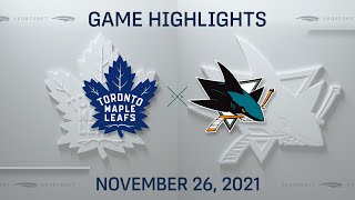 NHL Highlights | Maple Leafs vs. Sharks - Nov. 26, 2021 thumbnail