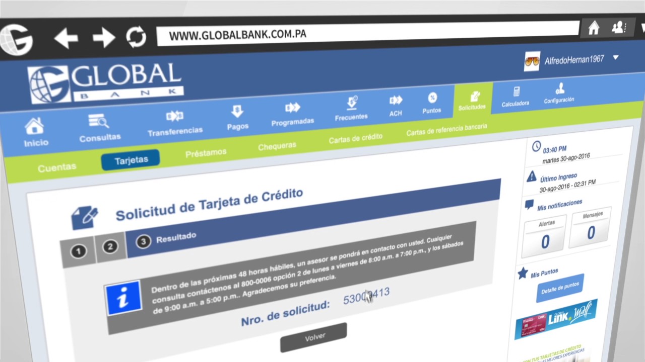 Solicitudes a través de Banca en Línea