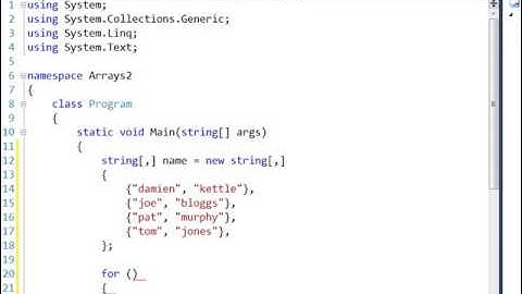 C#  Arrays 2 (Two Dimensional Array)