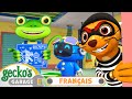 Weasel vole les plans  le garage de geckocamions pour enfants