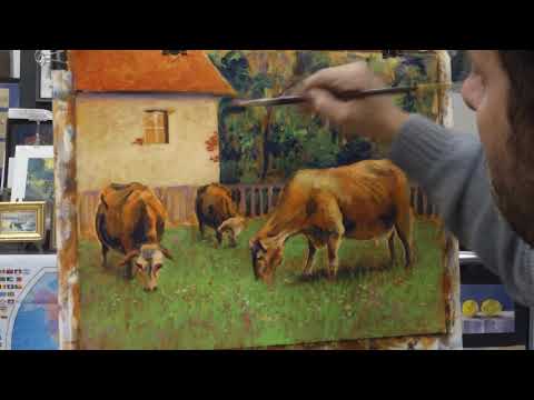 Cows - oil painting demonstration by Alessandro Giambra