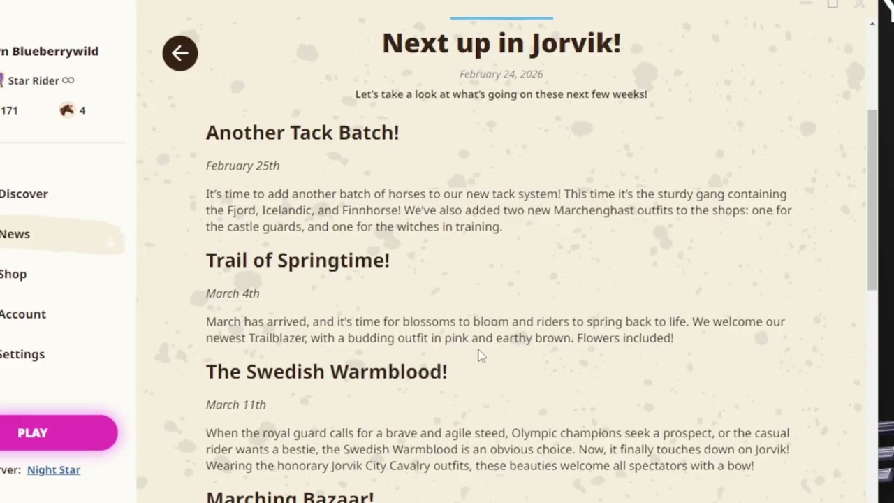 Star Stable Road Map for March!