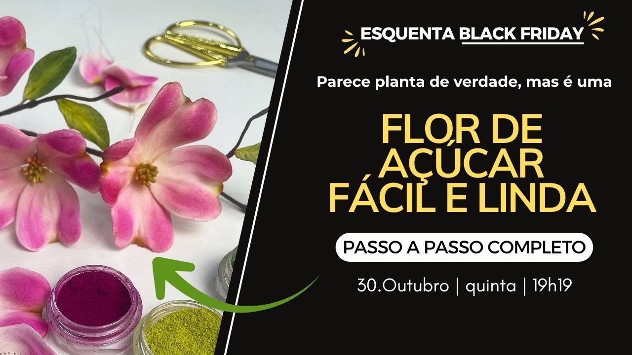 Faça essa linda flor super fácil comigo numa aula completa ao vivo