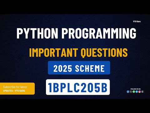 1BPLC205B Python Programming Important Questions | 1BPLC105B Important Questions | VTU Updates Exam