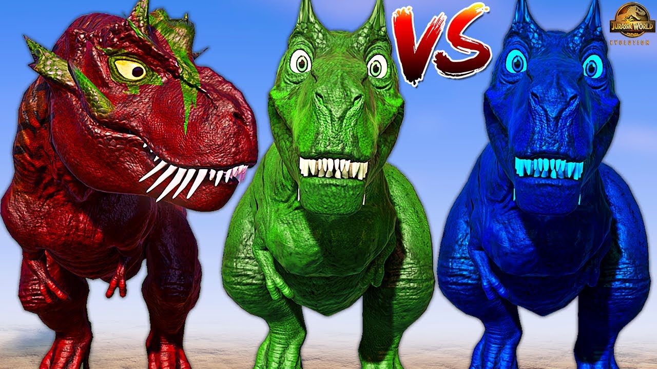 Color Pack Godzilla Vs Colorful T REX Spinosaurus & V REX Jurassic World Evolution Dinosaurs Fights