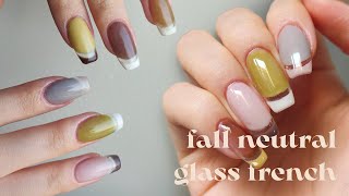 It&#39;s fall !!! 🍁 Time for some neutral shades! Fall Neutral Glass Peekaboo French Nails 🍂