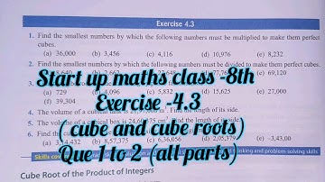 start up mathematics class 8 chapter 4 exercise 4.3| cube and cube roots | start up maths ex 4.3