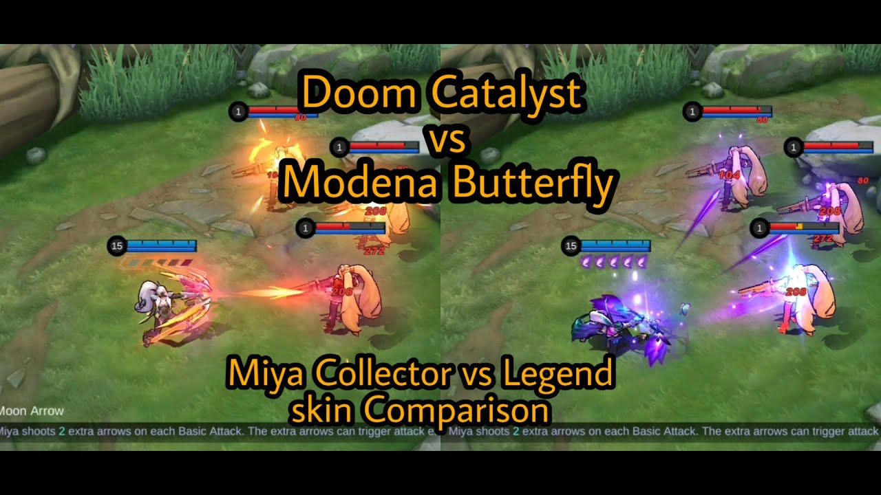 Miya Modena Butterfly vs Doom Catalyst, Miya collector skin vs Legend skin comparison 
