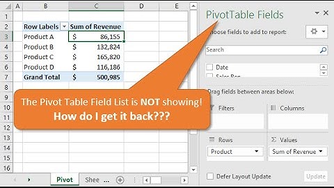 If The Field List Is Missing In Excel, Here