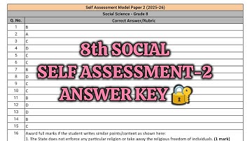 8th Class 💯SOCIAL ANSWERS (SELF ASSESSMENT-2) 2025-2026 | 8th 💯SOCIAL Real SAMP-2 Paper KEY🔐📜🗞️