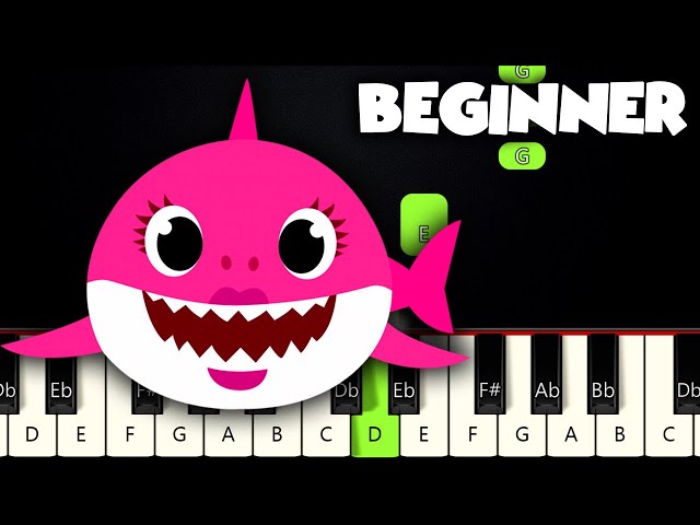 Baby Shark Song | BEGINNER PIANO TUTORIAL + SHEET MUSIC by Betacustic class=