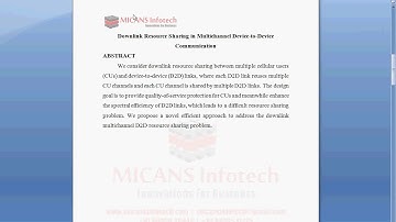 Downlink Resource Sharing in Multichannel Device to Device Communication 2019-20