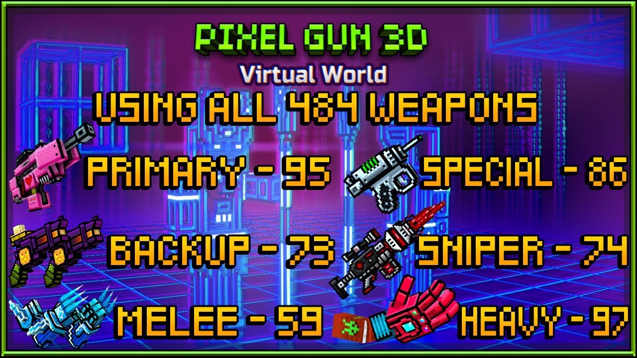 Pixel Gun 3D - Using All Weapons Challenge (484 Weapons!)