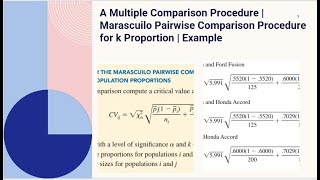 A Multiple Comparison Procedure | Marascuilo Pairwise Comparison Procedure for k Proporo | Example