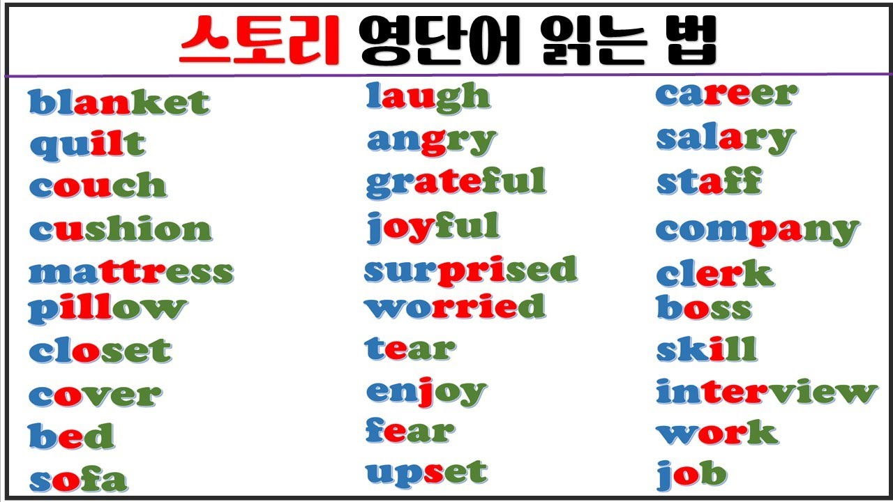 스토리로 발음과 의미를 한 번에 모아 보기(5탄) / 초보자도 쉽게 영어 읽는 법